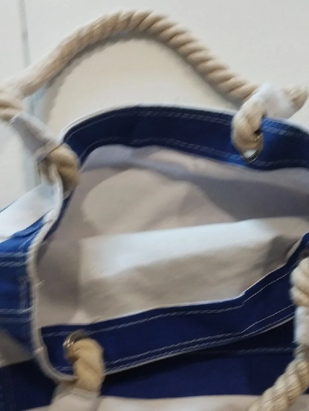 Boothbay Harbor Striped Rope-Handle Tote in Blue and White